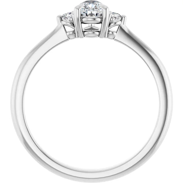 14K White Gold 0.83 CTW Pear Claw-Prong Accented Lab Grown Diamond Engagement Ring