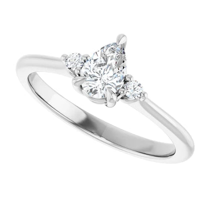 14K White Gold 0.83 CTW Pear Claw-Prong Accented Lab Grown Diamond Engagement Ring