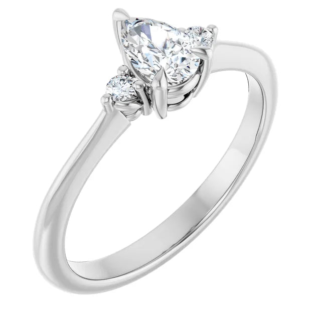 14K White Gold 0.83 CTW Pear Claw-Prong Accented Lab Grown Diamond Engagement Ring