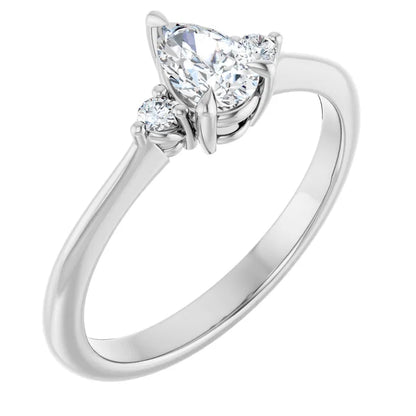 14K White Gold 0.83 CTW Pear Claw-Prong Accented Lab Grown Diamond Engagement Ring