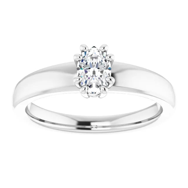 14K White Gold 0.85 CTW Oval Split-Prong Solitaire Lab Grown Diamond Engagement Ring