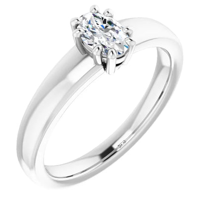 14K White Gold 0.85 CTW Oval Split-Prong Solitaire Lab Grown Diamond Engagement Ring