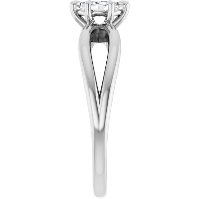 14K White Gold 0.88 CTW Marquise Claw-Prong Solitaire Lab Grown Diamond Engagement Ring
