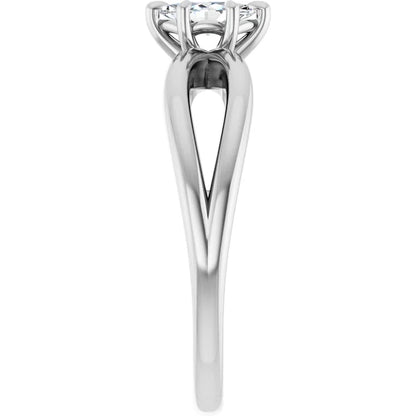 14K White Gold 0.88 CTW Marquise Claw-Prong Solitaire Lab Grown Diamond Engagement Ring