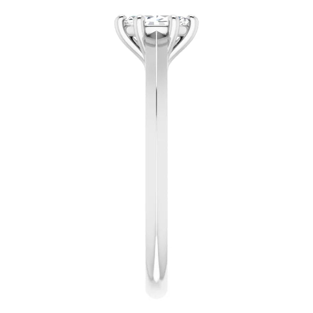 14K White Gold 0.88 CTW Marquise Claw-Prong Solitaire Lab Grown Diamond Engagement Ring