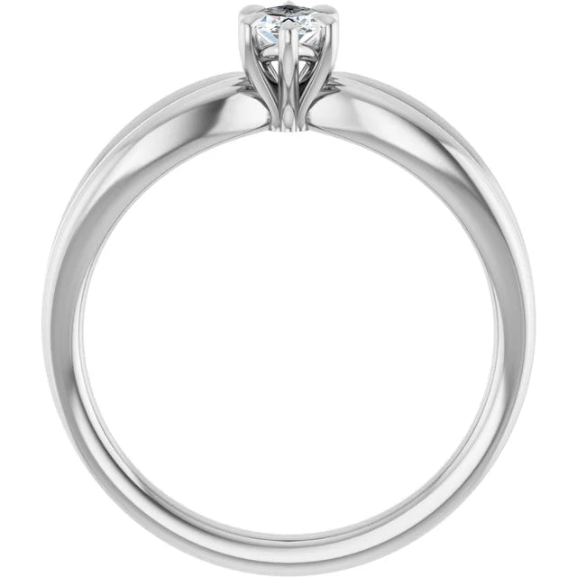14K White Gold 0.88 CTW Marquise Claw-Prong Solitaire Lab Grown Diamond Engagement Ring