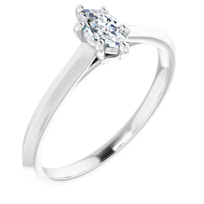 14K White Gold 0.88 CTW Marquise Claw-Prong Solitaire Lab Grown Diamond Engagement Ring