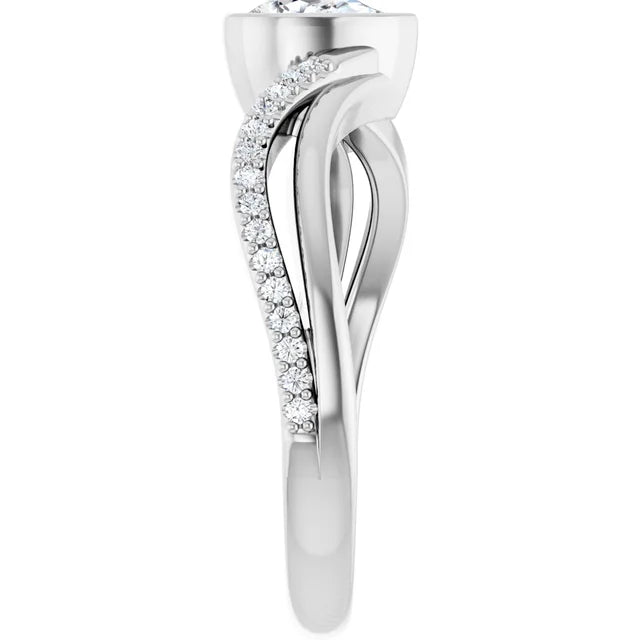 14K White Gold 0.895 CTW Pear Bezel-Set Lab Grown Diamond Engagement Ring