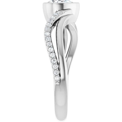 14K White Gold 0.895 CTW Pear Bezel-Set Lab Grown Diamond Engagement Ring