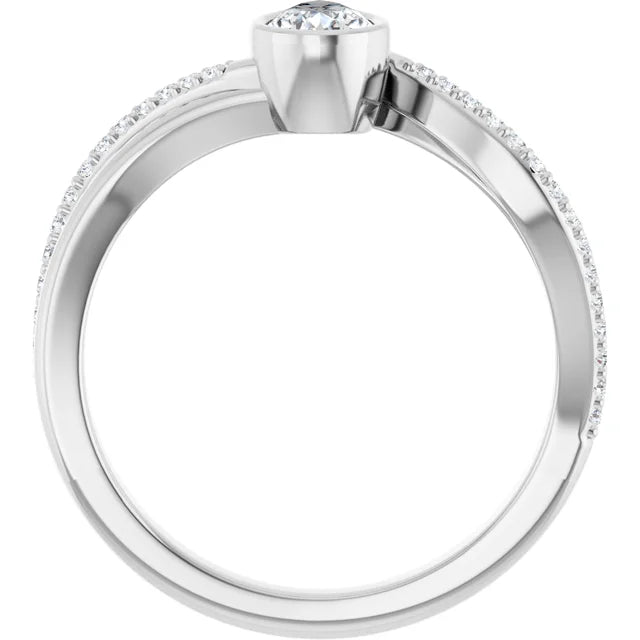 14K White Gold 0.895 CTW Pear Bezel-Set Lab Grown Diamond Engagement Ring