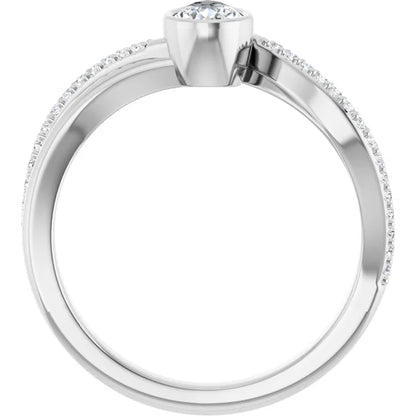 14K White Gold 0.895 CTW Pear Bezel-Set Lab Grown Diamond Engagement Ring