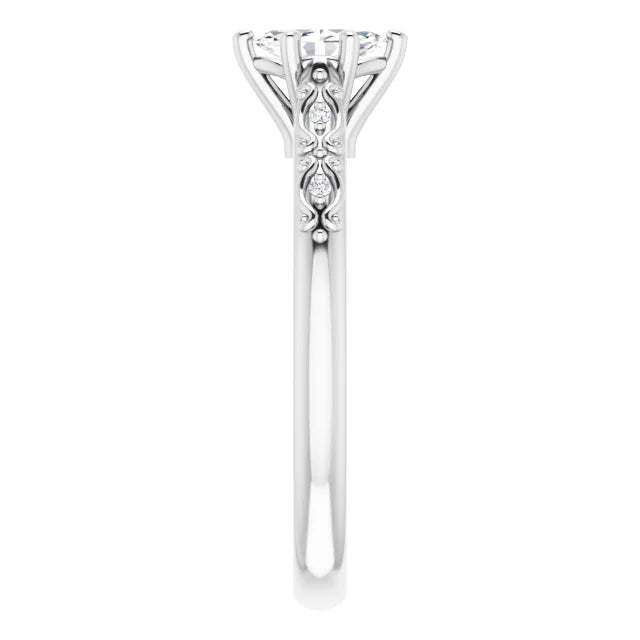 14K White Gold 0.89 CTW Marquise Accented Lab Grown Diamond Engagement Ring