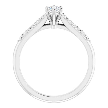 14K White Gold 0.89 CTW Marquise Accented Lab Grown Diamond Engagement Ring