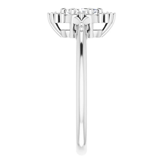 14K White Gold 0.92 CTW Marquise Accented Lab Grown Diamond Engagement Ring