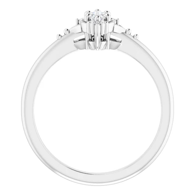 14K White Gold 0.92 CTW Marquise Accented Lab Grown Diamond Engagement Ring