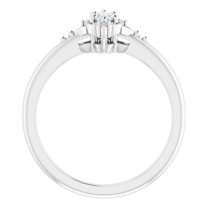 14K White Gold 0.92 CTW Marquise Accented Lab Grown Diamond Engagement Ring