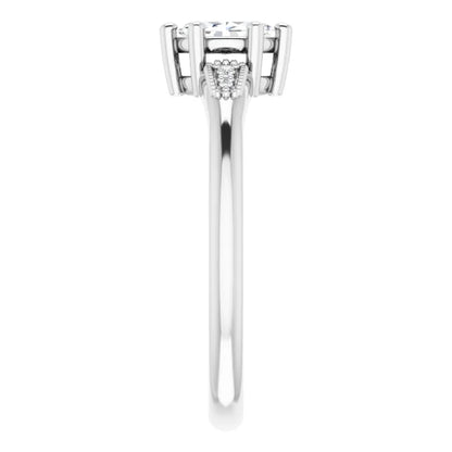 14K White Gold 0.93 CTW Marquise Accented Lab Grown Diamond Engagement Ring