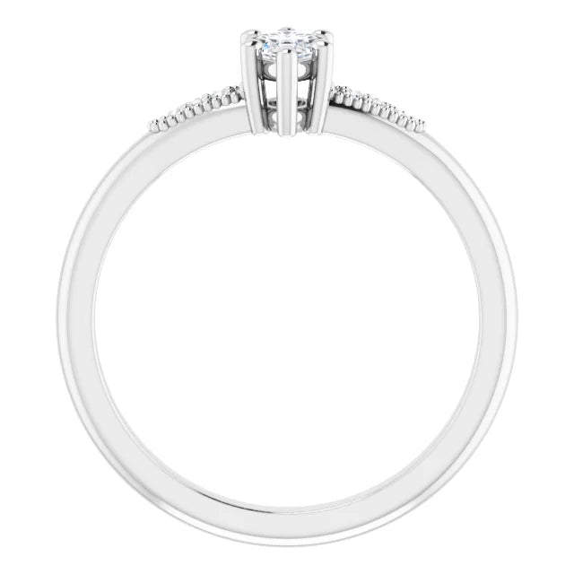 14K White Gold 0.93 CTW Marquise Accented Lab Grown Diamond Engagement Ring