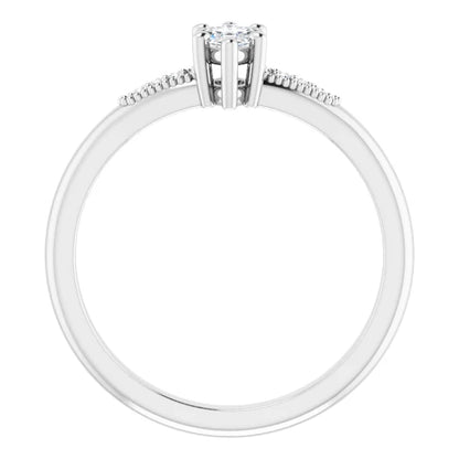 14K White Gold 0.93 CTW Marquise Accented Lab Grown Diamond Engagement Ring