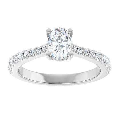 14K White Gold 0.94 CTW Oval Hearts On Top Lab Grown Diamond Engagement Ring