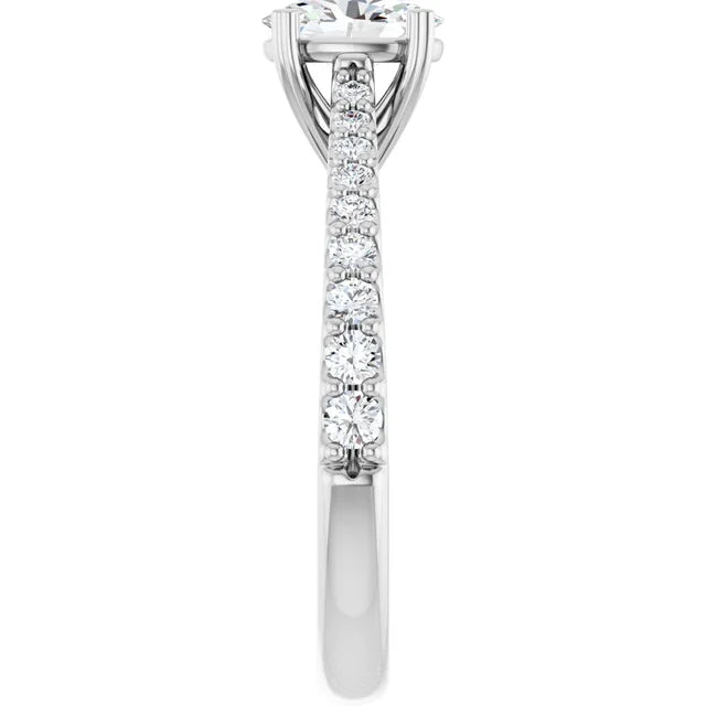 14K White Gold 0.94 CTW Oval Hearts On Top Lab Grown Diamond Engagement Ring