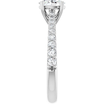 14K White Gold 0.94 CTW Oval Hearts On Top Lab Grown Diamond Engagement Ring