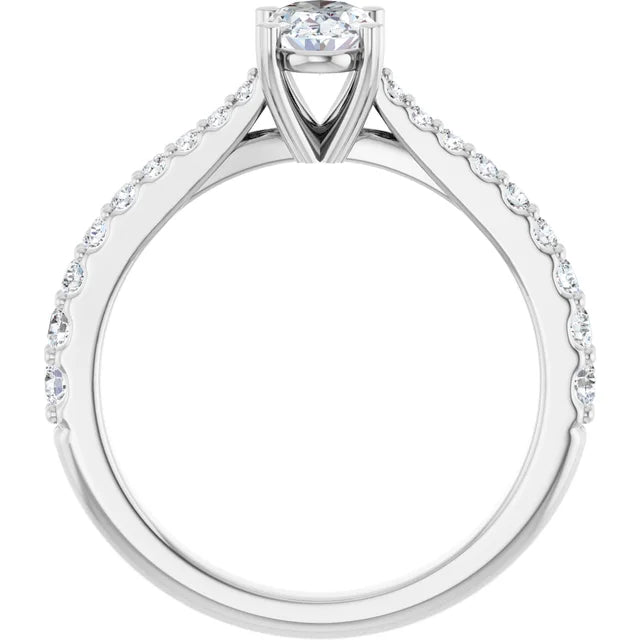14K White Gold 0.94 CTW Oval Hearts On Top Lab Grown Diamond Engagement Ring