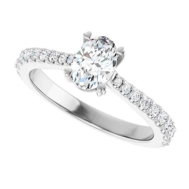 14K White Gold 0.94 CTW Oval Hearts On Top Lab Grown Diamond Engagement Ring