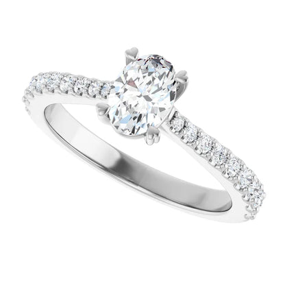 14K White Gold 0.94 CTW Oval Hearts On Top Lab Grown Diamond Engagement Ring