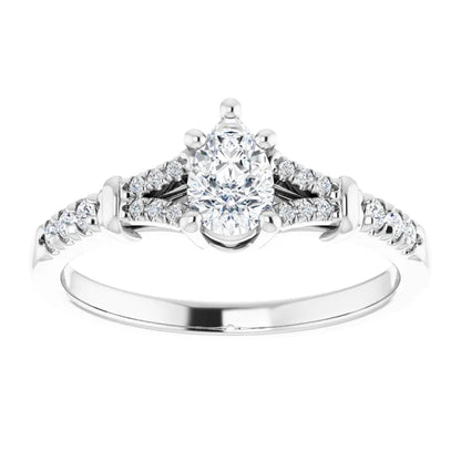 14K White Gold 0.984 CTW Pear Accented Lab Grown Diamond Engagement Ring