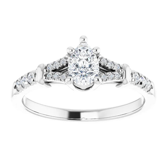 14K White Gold 0.984 CTW Pear Accented Lab Grown Diamond Engagement Ring