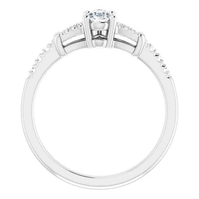 14K White Gold 0.984 CTW Pear Accented Lab Grown Diamond Engagement Ring