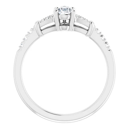 14K White Gold 0.984 CTW Pear Accented Lab Grown Diamond Engagement Ring