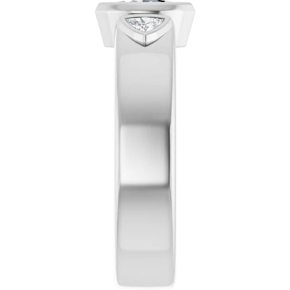 14K White Gold 0.99 CTW Marquise Bezel-Set Three-Stone Lab Grown Diamond Engagement Ring