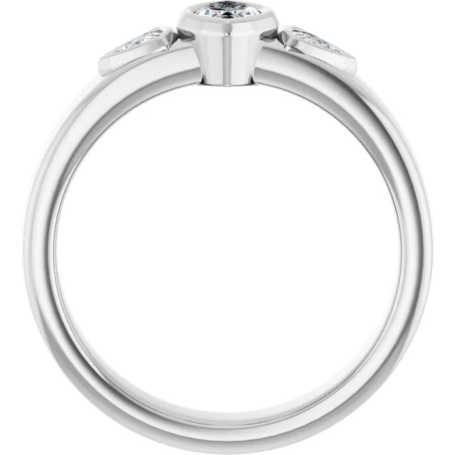 14K White Gold 0.99 CTW Marquise Bezel-Set Three-Stone Lab Grown Diamond Engagement Ring