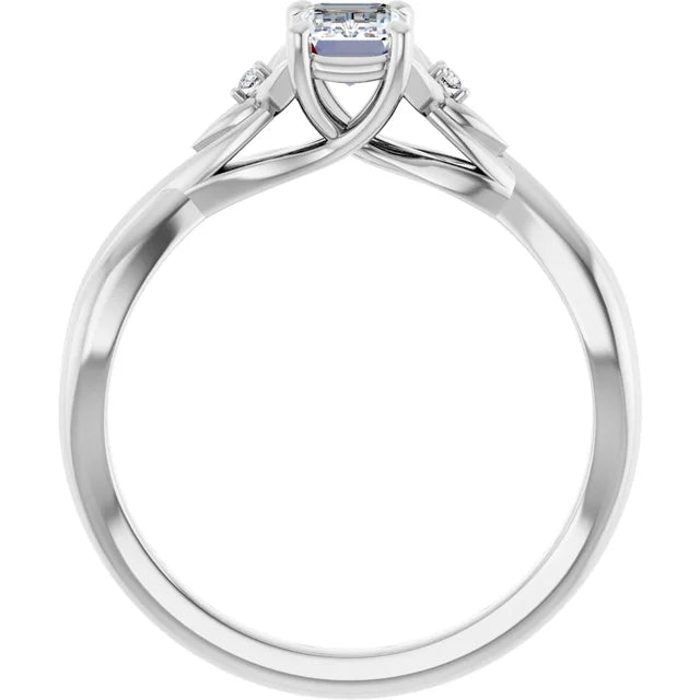 14K White Gold 1.04 CTW Emerald Accented Floral Lab Grown Diamond Engagement Ring