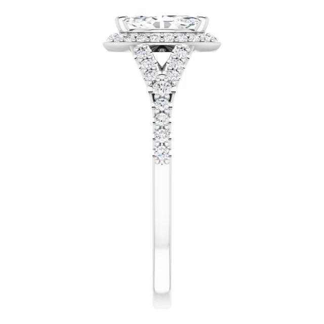 14K White Gold 1.08 CTW Marquise Halo Lab Grown Diamond Engagement Ring