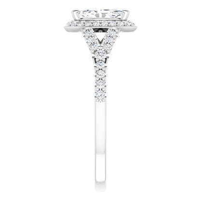 14K White Gold 1.08 CTW Marquise Halo Lab Grown Diamond Engagement Ring