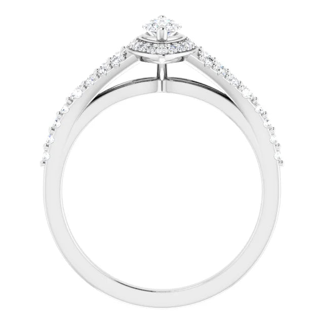 14K White Gold 1.08 CTW Marquise Halo Lab Grown Diamond Engagement Ring