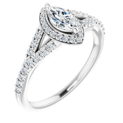 14K White Gold 1.08 CTW Marquise Halo Lab Grown Diamond Engagement Ring