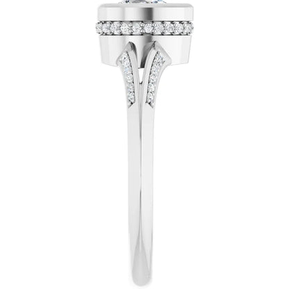14K White Gold 1.08 CTW Pear Bezel-Set Hidden Halo Lab Grown Diamond Engagement Ring