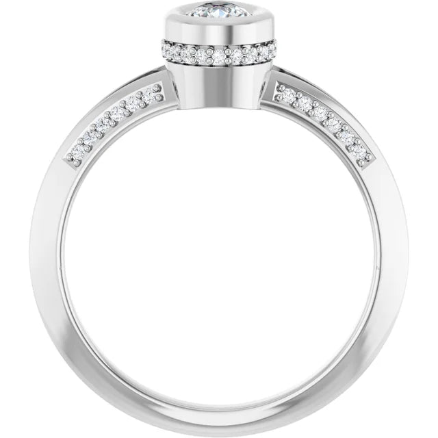 14K White Gold 1.08 CTW Pear Bezel-Set Hidden Halo Lab Grown Diamond Engagement Ring