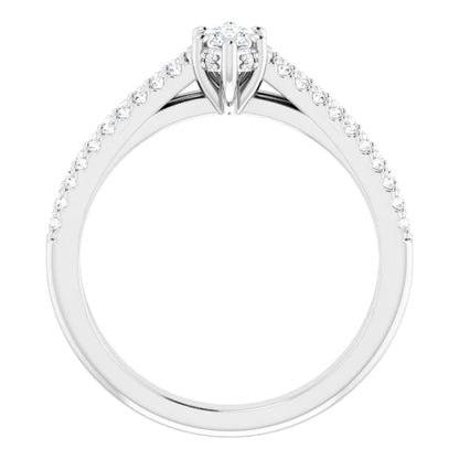 14K White Gold 1.10 CTW Marquise Double Row Accented Lab Grown Diamond Engagement Ring