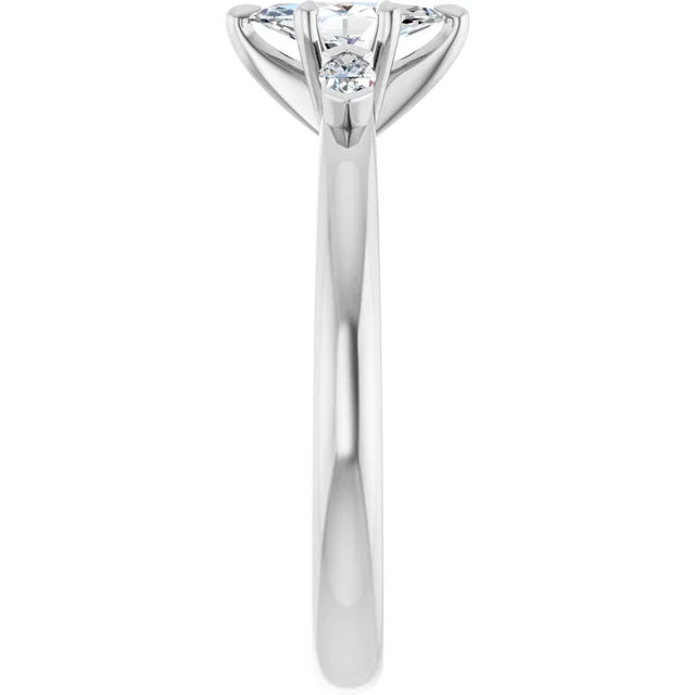 14K White Gold 1.11 CTW Marquise Claw-Prong Three-Stone Lab Grown Diamond Engagement Ring