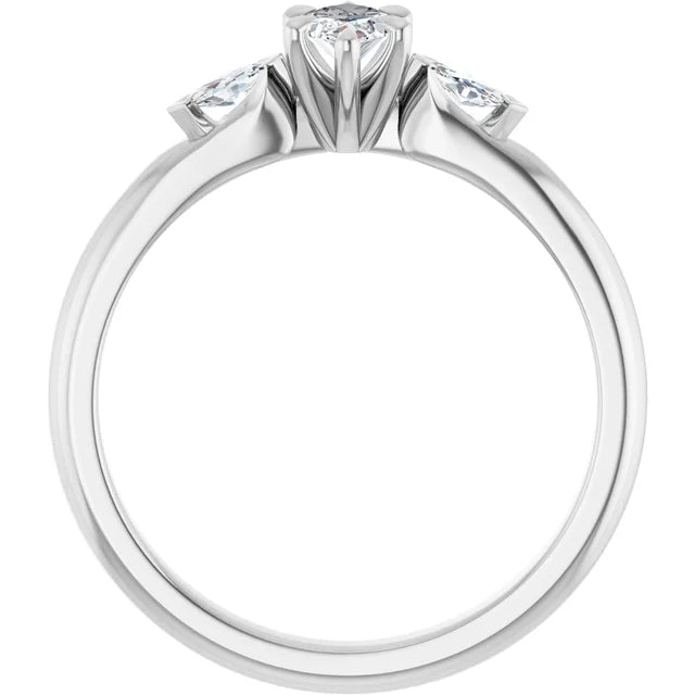 14K White Gold 1.11 CTW Marquise Claw-Prong Three-Stone Lab Grown Diamond Engagement Ring