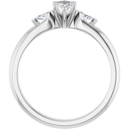14K White Gold 1.11 CTW Marquise Claw-Prong Three-Stone Lab Grown Diamond Engagement Ring