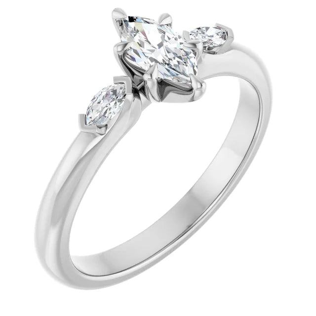 14K White Gold 1.11 CTW Marquise Claw-Prong Three-Stone Lab Grown Diamond Engagement Ring