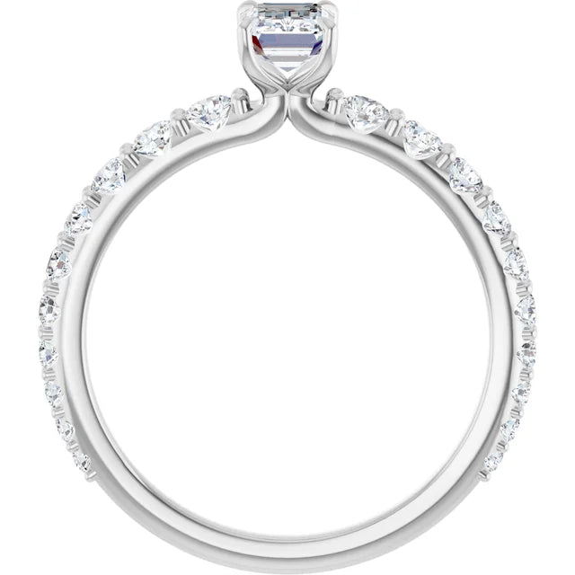 14K White Gold 1.22 CTW Emerald Accented Lab Grown Diamond Engagement Ring