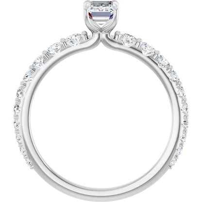 14K White Gold 1.22 CTW Emerald Accented Lab Grown Diamond Engagement Ring
