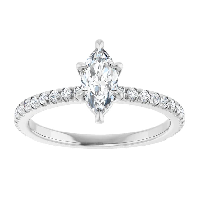 14K White Gold 1.30 CTW Marquise Claw-Prong Lab Grown Diamond Engagement Ring